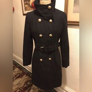 Guess Black Military Coat with Gold Accents